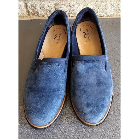 Collection by Clarks Sharon Dolly Slip on Loafer, Womans Sz 6.5, Blue - Picture 3 of 7